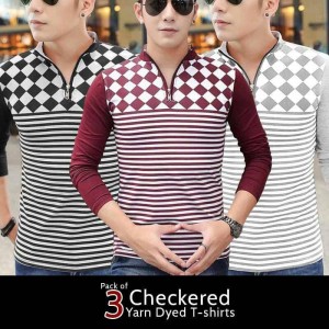 Pack of 3 Checked Yarn Dyed T-Shirt TSF-001